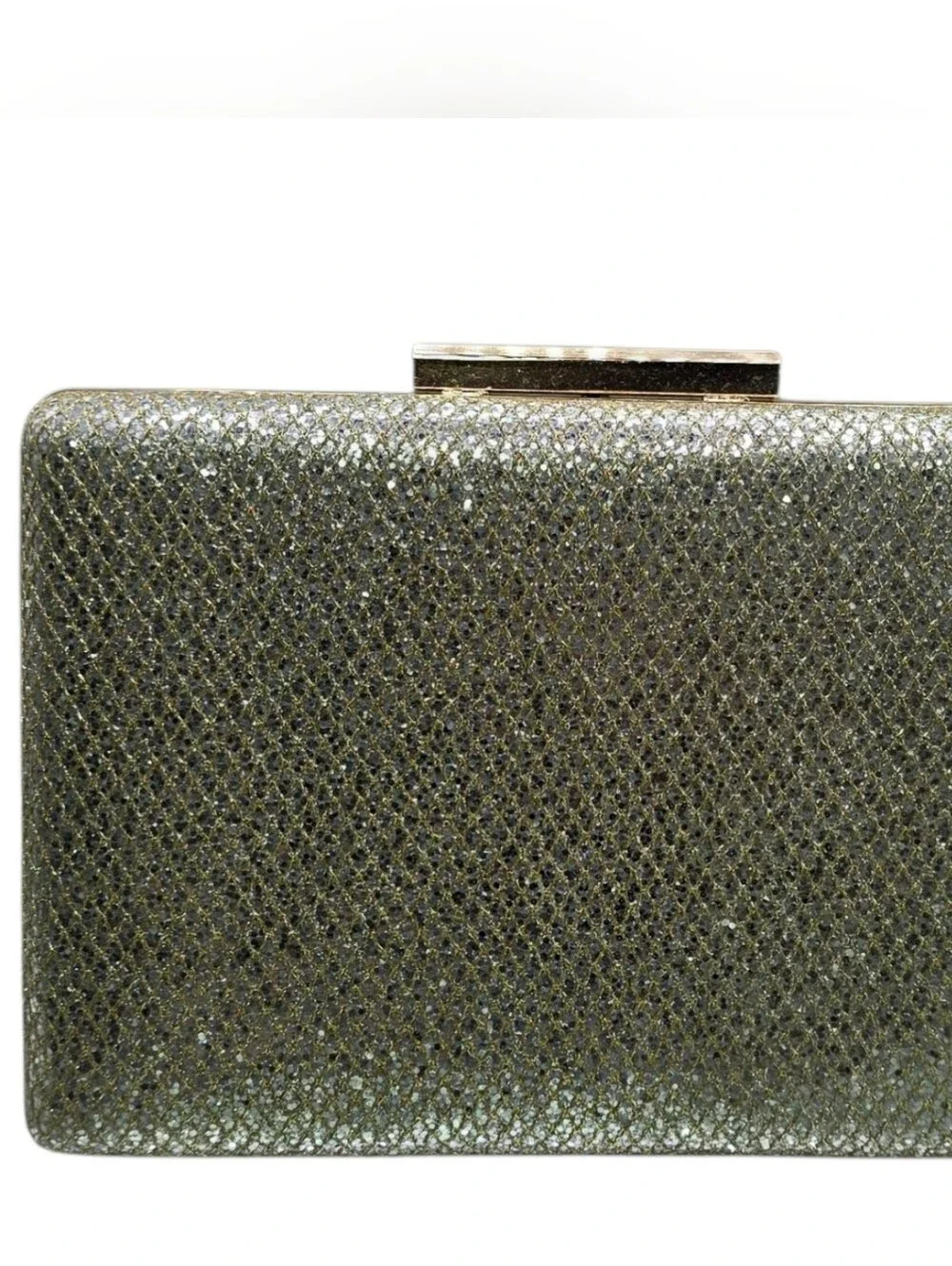 Gold Silver Glitter Evening Box Clutch Bag Chain Strap Purse